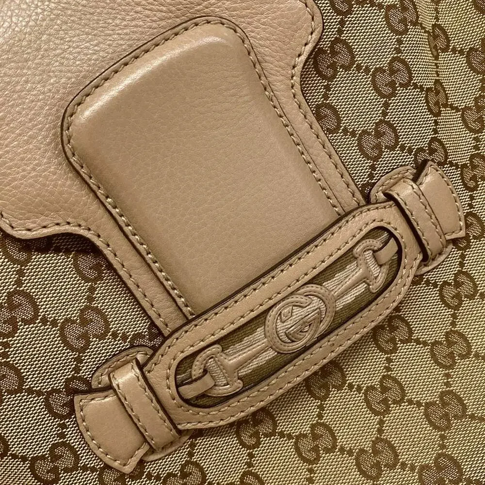 Gucci GG Shoulder Bag 296851 Beige Dark Brown Jacquard Leather